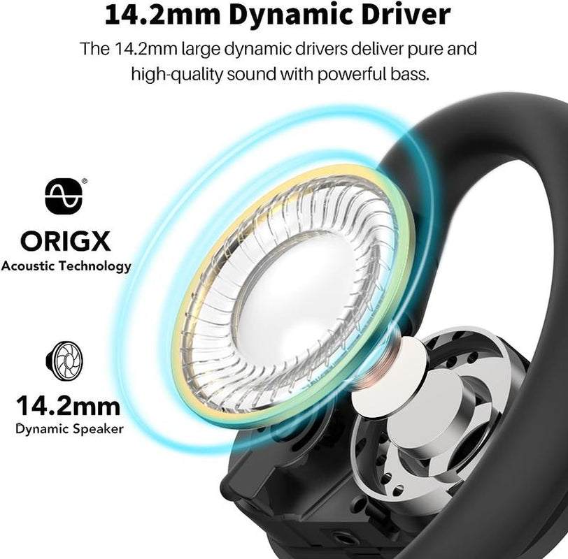 Tozo-Open Buds Lightweight True Open Ear Wireless Earbuds with Multi-Angle Adjustment Audio Earphones Sport Earbuds Headphones Electronic Headset Wireless Earphone App Control Open-Ear Headphone Fathersdaygift Black