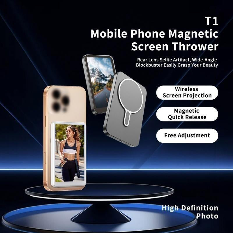 Vlog Selfie Monitor Screen Only for Iphone & Sa.Msung, with Magnetic Phone Holder Clip Mount, Using Phone Rear Camera for Selfie Vlog Live Stream (Iphone Supporting 1080P Wifi Recording, 4K 30Fps for Wired Recording)