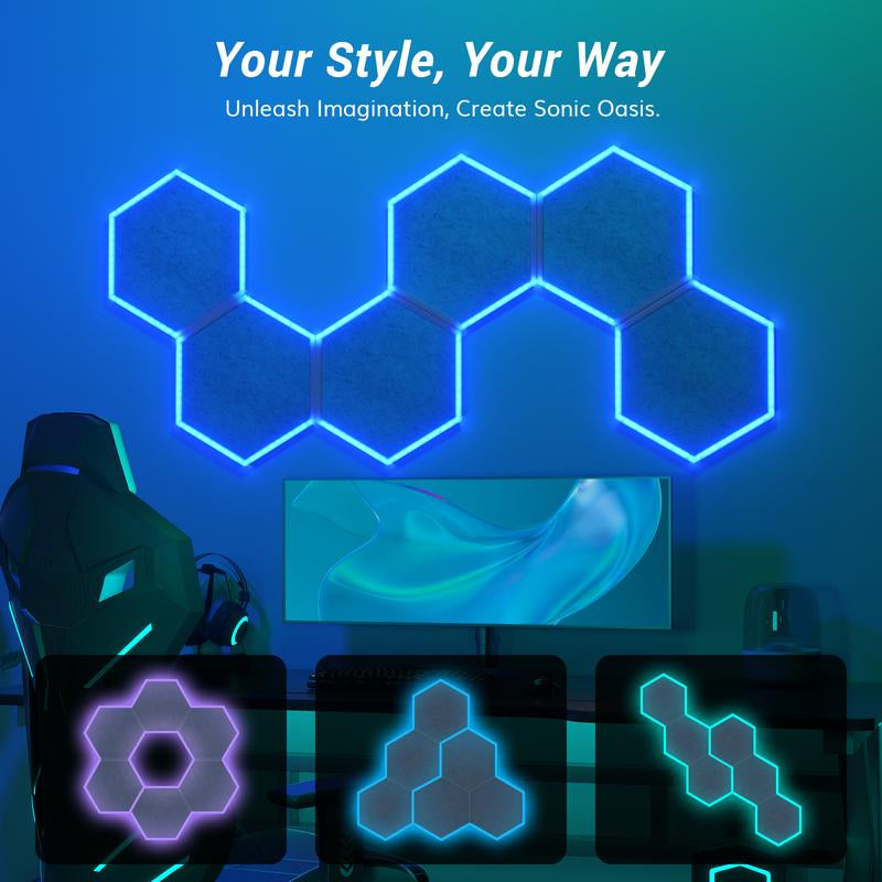 TONOR RGB Acoustic Panels Self-Adhesive, Sound Proof Panels Dampening Insulation Treatment for Gaming,Streaming, Podcast, Studio