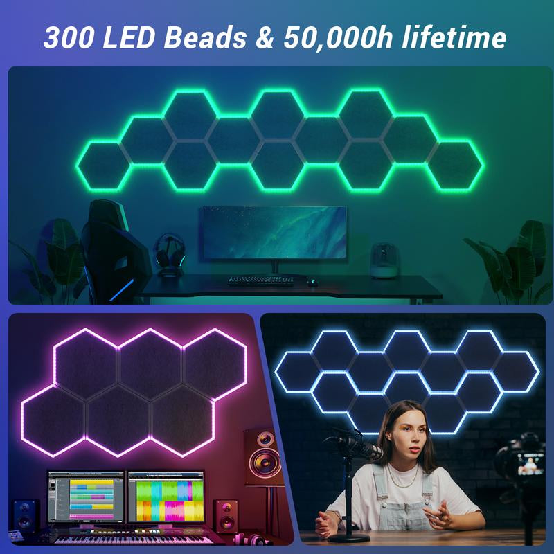 TONOR RGB Acoustic Panels Self-Adhesive, Sound Proof Panels Dampening Insulation Treatment for Gaming,Streaming, Podcast, Studio