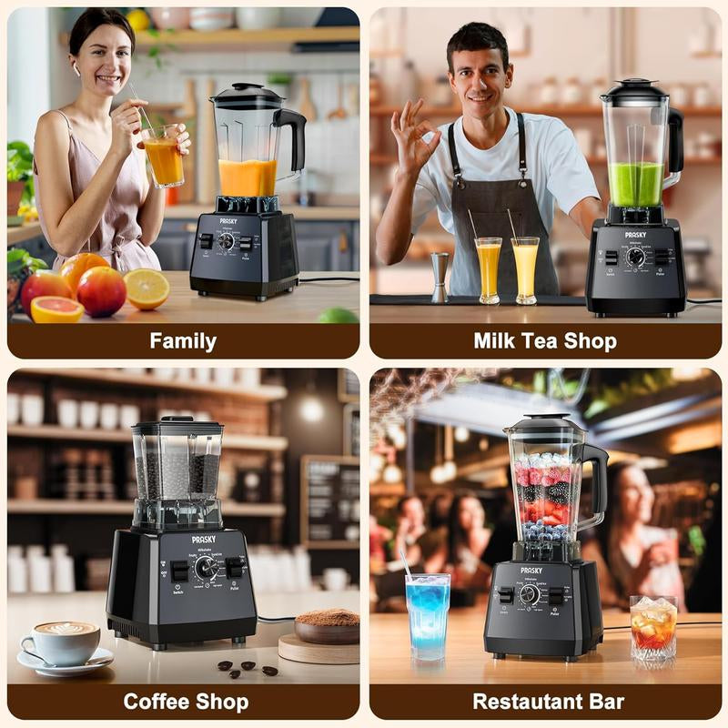 Prasky Professional Blender,Kitchen for Blender 68Oz BPA Free 2 Containers Countertop Blenders Ice Crushing&Max.2400Watts/1000Watts Blender and Grinder Combo 25000RPM , Smoothies/Juice/Nuts Butter/Food Processor/Kitchen Appliances /SMARTLIVING
