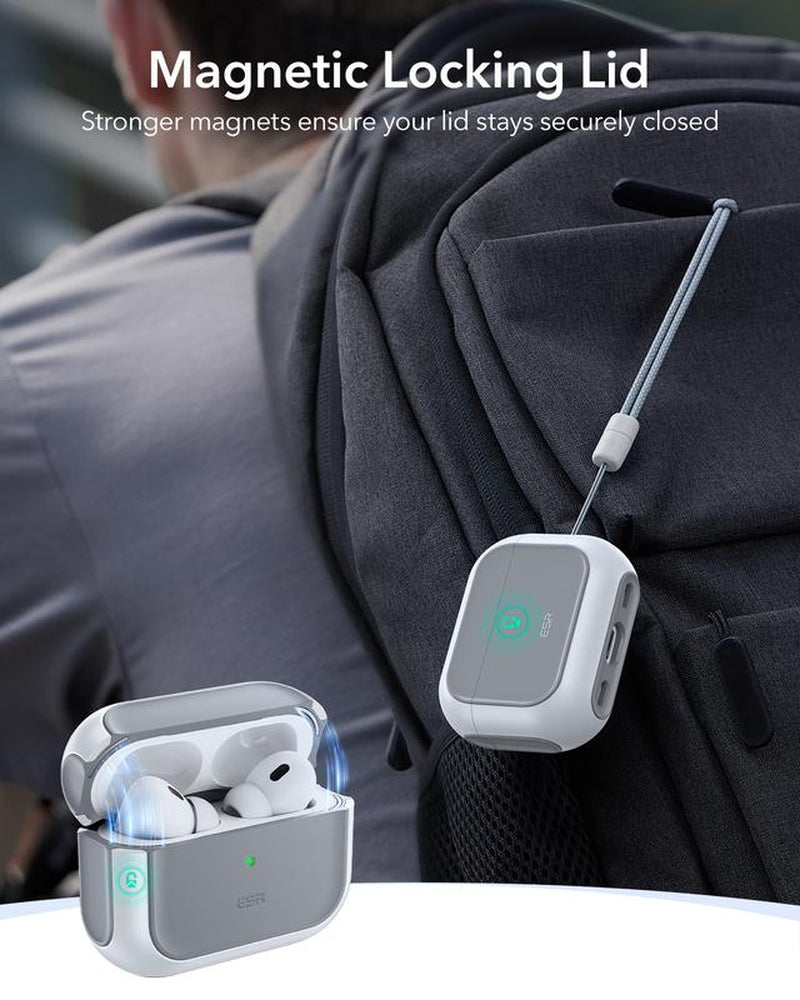 ESR for 2025 Airpods Pro 3 Case, Full Drop Protection Cover with Lanyard,Compatible with Magsafe,Stylish & Lightweight Airpods Accessories,Magsafe Charging, Protective Cover with Strong Magnet