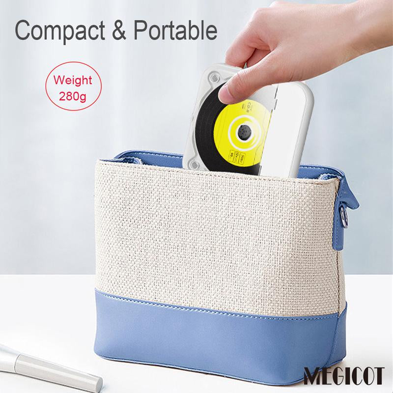 MEGICOT Portable Bluetooth CD Player Built-In Rechargeable Battery with Speaker LED Display USB Audio Port, Support Bluetooth Headset Listening Music Wireless Compact Player - Not Work with Car Bluetooth and Smartphone