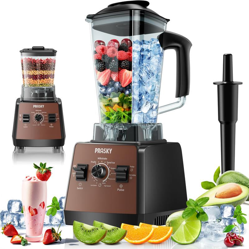 Prasky Professional Blender,Kitchen for Blender 68Oz BPA Free 2 Containers Countertop Blenders Ice Crushing&Max.2400Watts/1000Watts Blender and Grinder Combo 25000RPM , Smoothies/Juice/Nuts Butter/Food Processor/Kitchen Appliances /SMARTLIVING