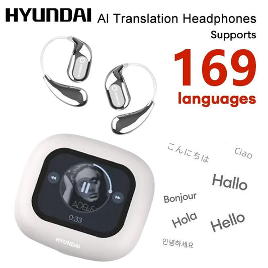 HYUNDAI HY Q18 Pro Electronic Earbud Bluetooth Headset Supports 169‑Language Translation with Full‑Color Touch Screen, Audio Wireless Headphones for Music & Phone Calls