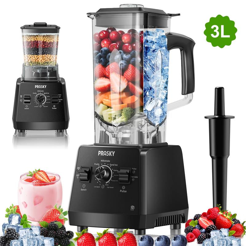Prasky Professional Blender,Kitchen for Blender 68Oz BPA Free 2 Containers Countertop Blenders Ice Crushing&Max.2400Watts/1000Watts Blender and Grinder Combo 25000RPM , Smoothies/Juice/Nuts Butter/Food Processor/Kitchen Appliances /SMARTLIVING