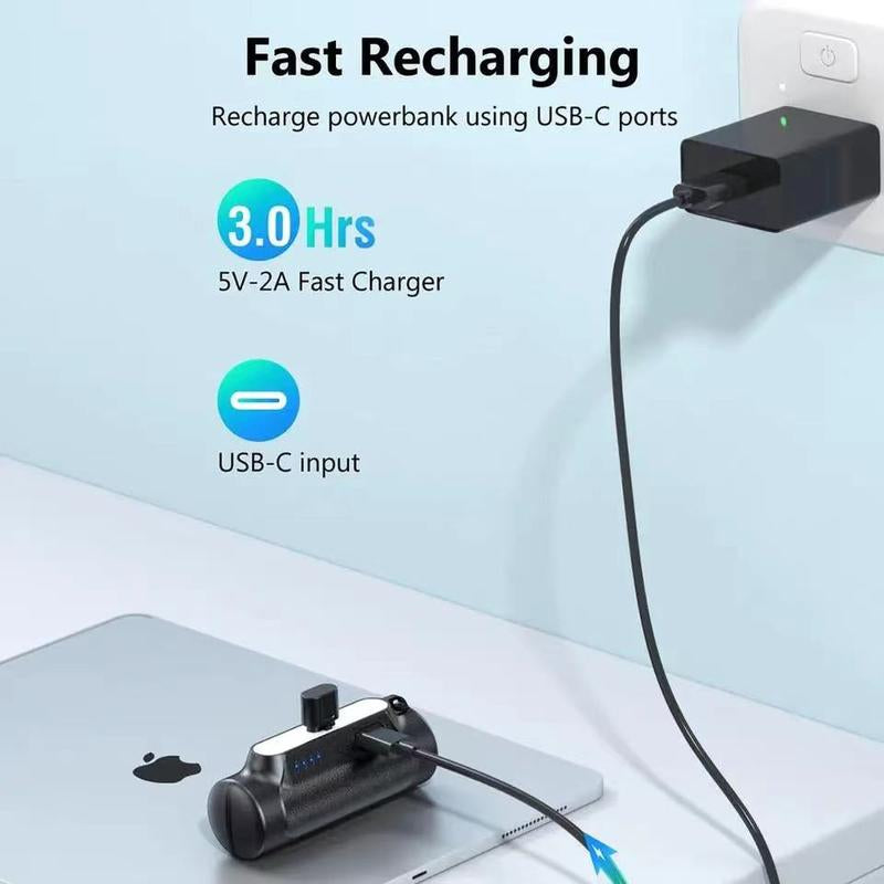 Portable Charger, Power Bank, 5800Mah Small Portable Phone Charger 5V3.1A(Black and White)