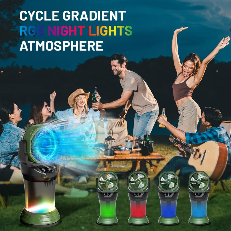 Daonlc Portable Misting Fan with Remote & 30000Mah Rechargeable Misting Fans for outside Patios Camping Beach & Workshops Mist Fan Portable for Outdoor/Indoor 2L Water Tank RGB Light 4 Speeds & Spray