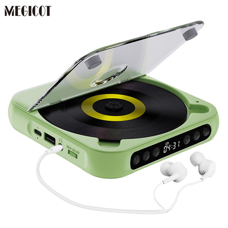 MEGICOT Portable Bluetooth CD Player Built-In Rechargeable Battery with Speaker LED Display USB Audio Port, Support Bluetooth Headset Listening Music Wireless Compact Player - Not Work with Car Bluetooth and Smartphone