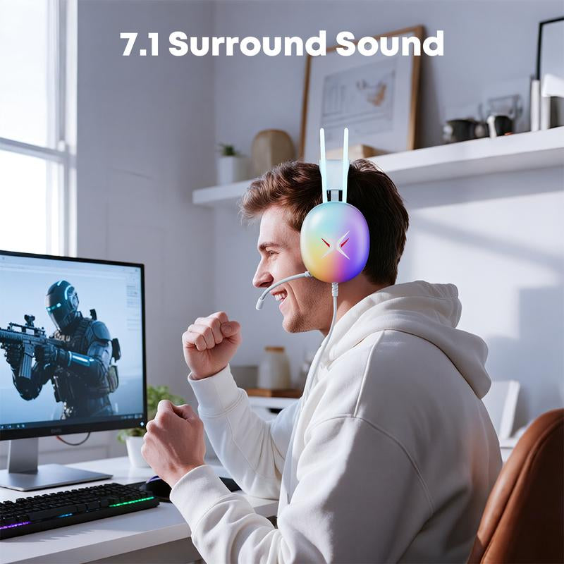 TAGRY TRONICX G7 Wired PC Gaming Headset with 50Mm Driver, ENC Microphone, USB Headset with 7.1 Surround Sound, Control Box for Pc/Ps5/Ps4/Switch Dock