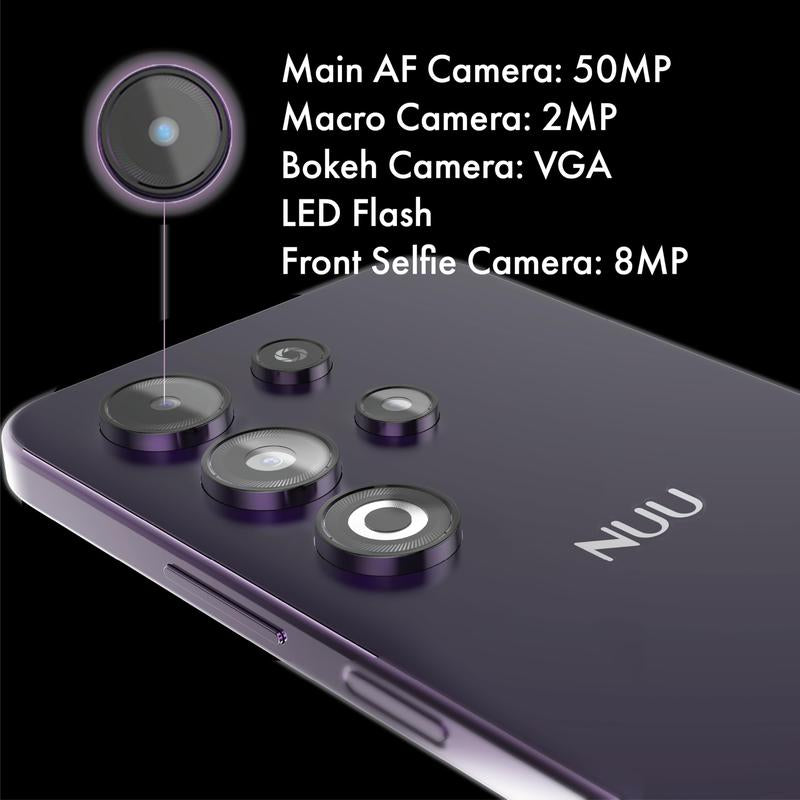 NUU N30 Cell Phone Unlocked for T-Mobile 12Gb(6Gb+Extended 6GB)/128GB, Microsd (Up to 128Gb),Teen Phone, Dual SIM 4G, Octa-Core 6.7" 90Hz HD+, Any Parental APP, Android Phones, Purple, 1 Year US Warranty