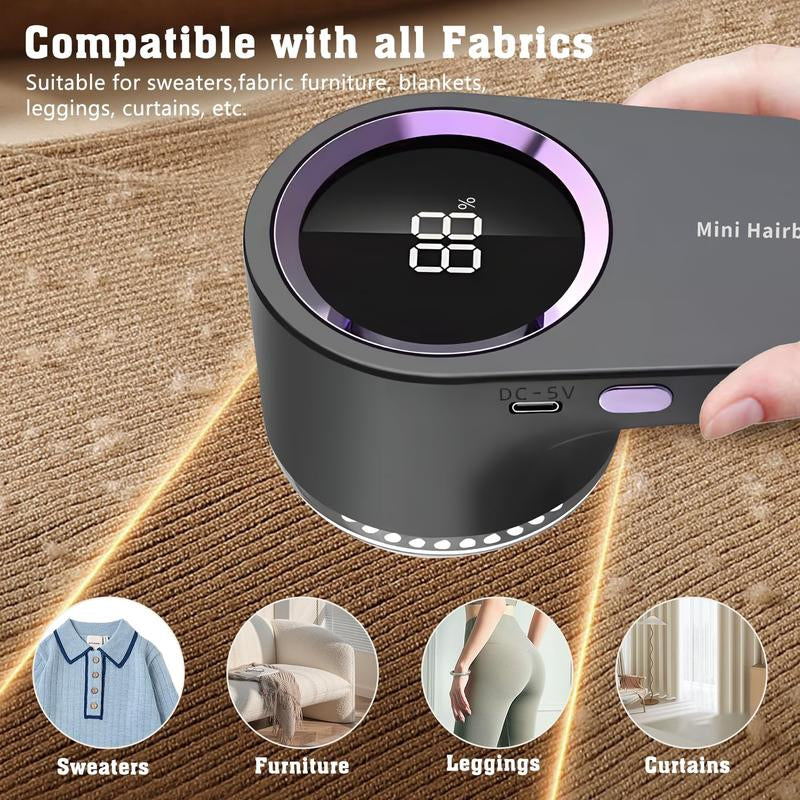 Portable Fabric & Lint Shaver, Smart Digital LED Display, for Removing Lint from Sweaters, Blankets, Sofas, with One Replaceable Blade