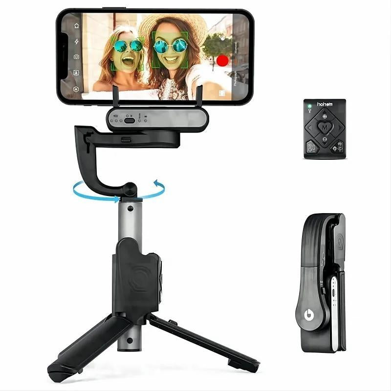 Hohem Isteady Q Selfie Stick Gimbal Stabilizer, 2 Axis Face Tracking & 360° Rotation Tripod with Wireless Remote, 4 in 1 Portable Tripod W/Extendable Stick