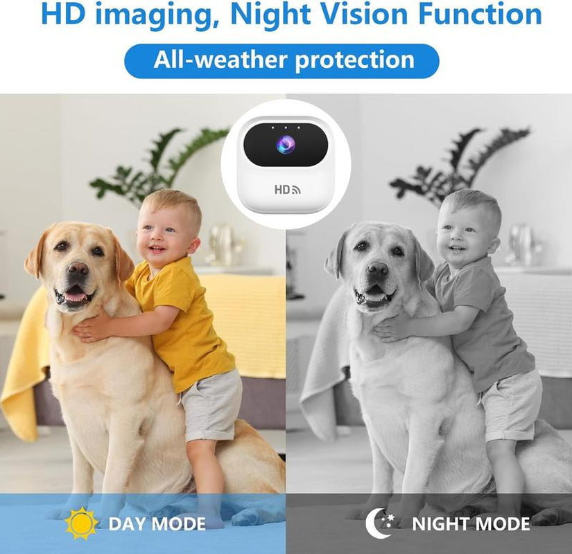Mini Magnetic Wifi Security Camera, Wireless Window Camera, Spy Tool, Vlog Recording and Night Vision, Free 1/4 Screw Bracket, CCTV, No Monthly Fees, Black and White