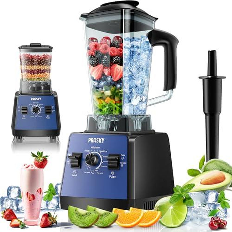 Prasky Professional Blender,Kitchen for Blender 68Oz BPA Free 2 Containers Countertop Blenders Ice Crushing&Max.2400Watts/1000Watts Blender and Grinder Combo 25000RPM , Smoothies/Juice/Nuts Butter/Food Processor/Kitchen Appliances /SMARTLIVING