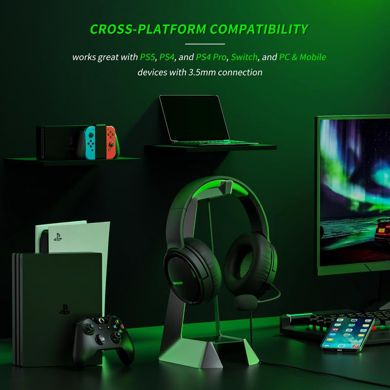 BINNUNE BG02 Gaming Headset with Mic for Xbox Series X S Xbox 1 PS4 PS5 PC Ns,Wired Headphones,50Mm Stereo Sound,3.5Mm Jack