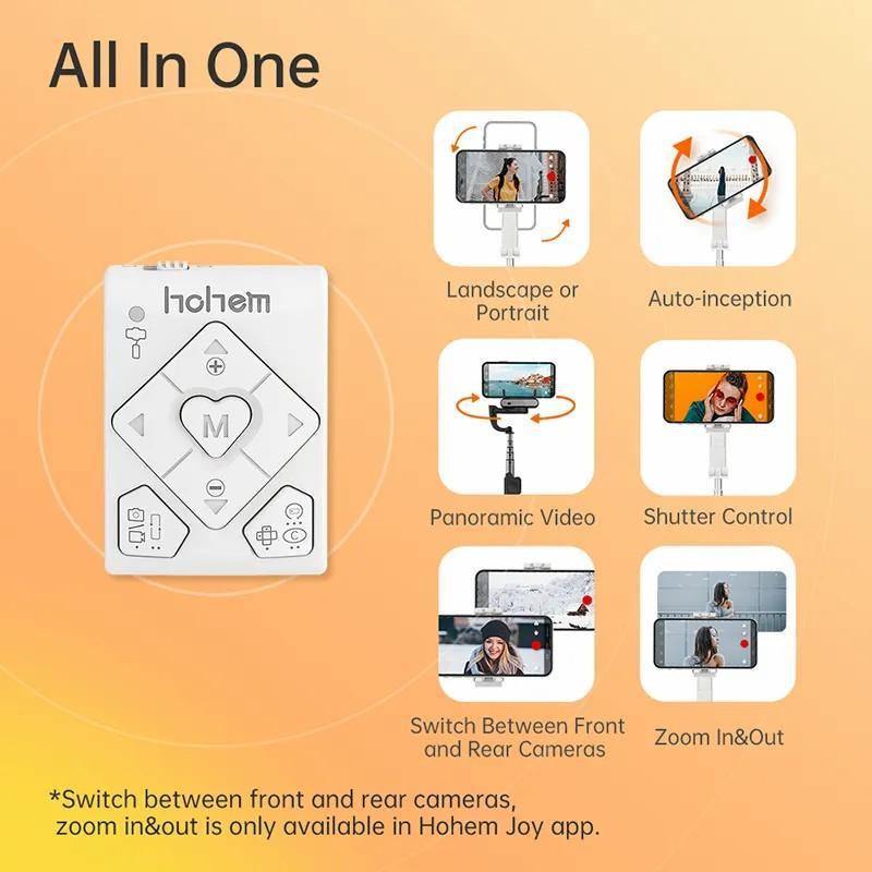 Hohem Isteady Q Selfie Stick Gimbal Stabilizer, 2 Axis Face Tracking & 360° Rotation Tripod with Wireless Remote, 4 in 1 Portable Tripod W/Extendable Stick