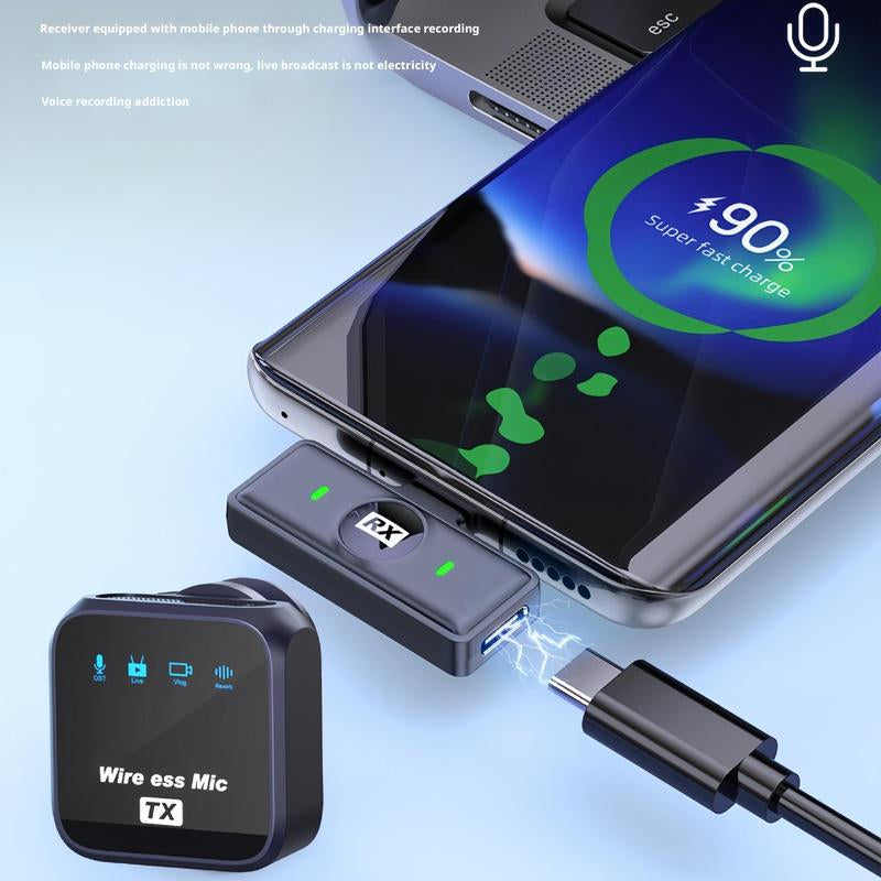 Wireless Lavalier Microphone for Iphone Ipad Android with Charging Case - High-Quality Audio & Portable Design Smartphone Chargeable Mini Microphone