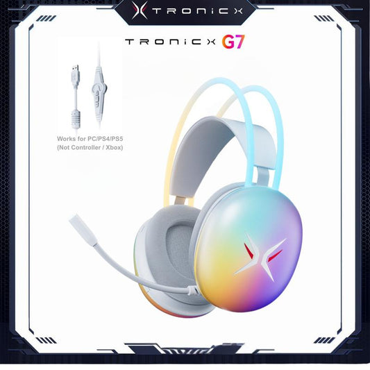 TAGRY TRONICX G7 Wired PC Gaming Headset with 50Mm Driver, ENC Microphone, USB Headset with 7.1 Surround Sound, Control Box for Pc/Ps5/Ps4/Switch Dock