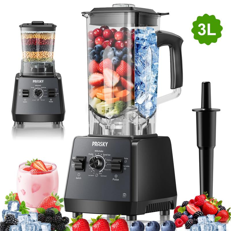 Prasky Professional Blender,Kitchen for Blender 68Oz BPA Free 2 Containers Countertop Blenders Ice Crushing&Max.2400Watts/1000Watts Blender and Grinder Combo 25000RPM , Smoothies/Juice/Nuts Butter/Food Processor/Kitchen Appliances /SMARTLIVING