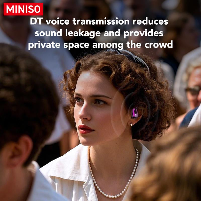 MINISO MS193 True Wireless Earphones,Lcd Full Color Display Charging Case,Ows Open Ear Headphones Waterproof Bluetooth Earbuds,Support Playing Music Gaming