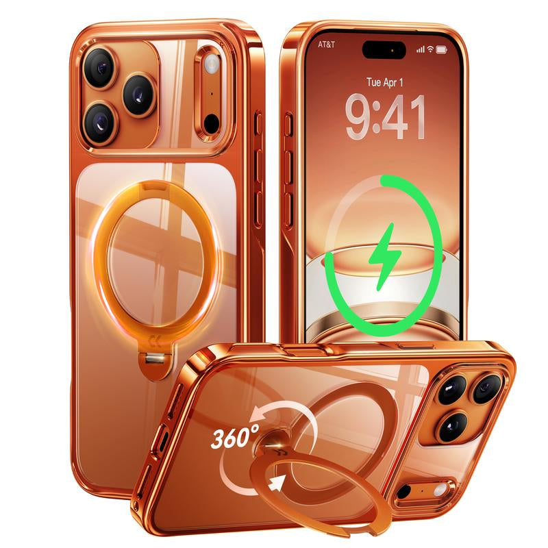 CASEKOO Clear Iphone 17 Pro Max Case, 360° Spin Built-In Magnetic Stand, Fit for Magsafe, 16FT Drop Protection, Chic Design for Iphone 17 Series
