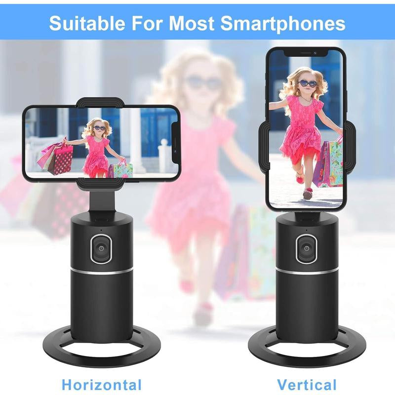 Auto Tracking Phone Holder,360? Rotation Face Body Track Mount,Tracking Tripod for Vlog Live Streaming,Build-In ,No APP Required(Black)...