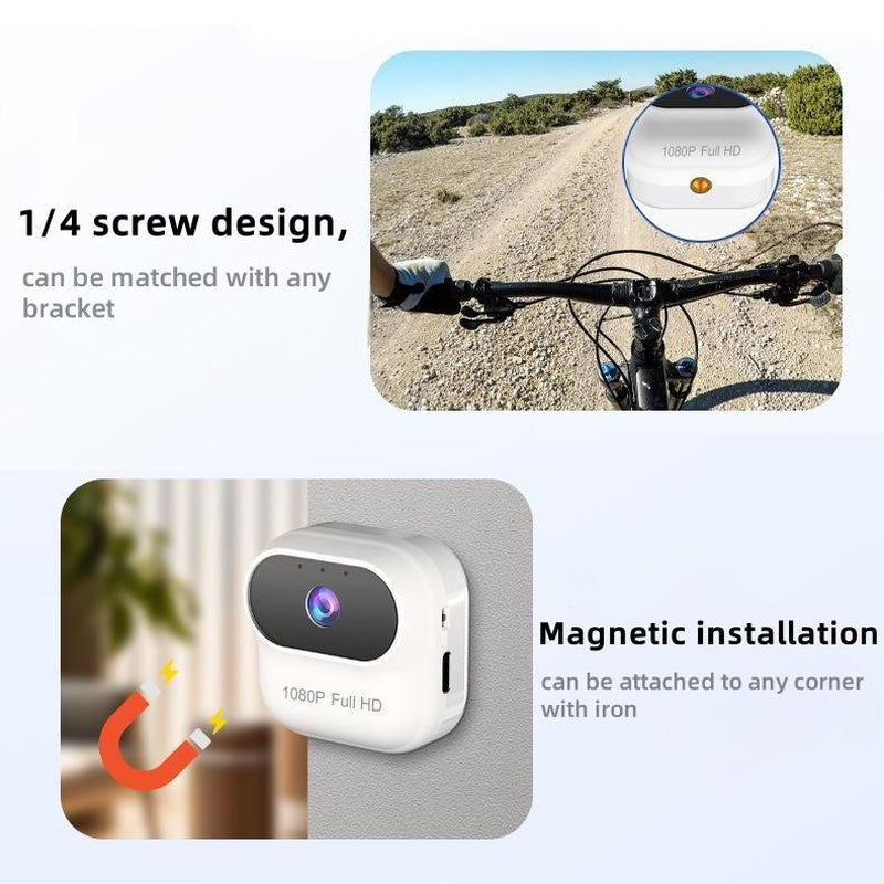 Mini Magnetic Wifi Security Camera, Wireless Window Camera, Spy Tool, Vlog Recording and Night Vision, Free 1/4 Screw Bracket, CCTV, No Monthly Fees, Black and White