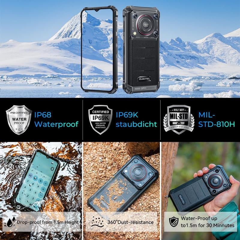 OUKITEL WP36 4G Rugged Smartphone - 10600Mah/15W Fast Charging, 16GB+128GB Unlocked Rugged Phone, 128Db Loud Speaker, Android 14, 13MP+5MP Camera, Nfc/Dual Sim/Otg