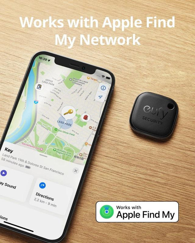 Eufy Security by Anker Smarttrack Link (Black, 2-Pack), Android Not Supported, Works with Apple Find My (Ios Only), Key Finder, Bluetooth Tracker for Earbuds and Luggage, Phone Finder, Water Resistant|Spingtok