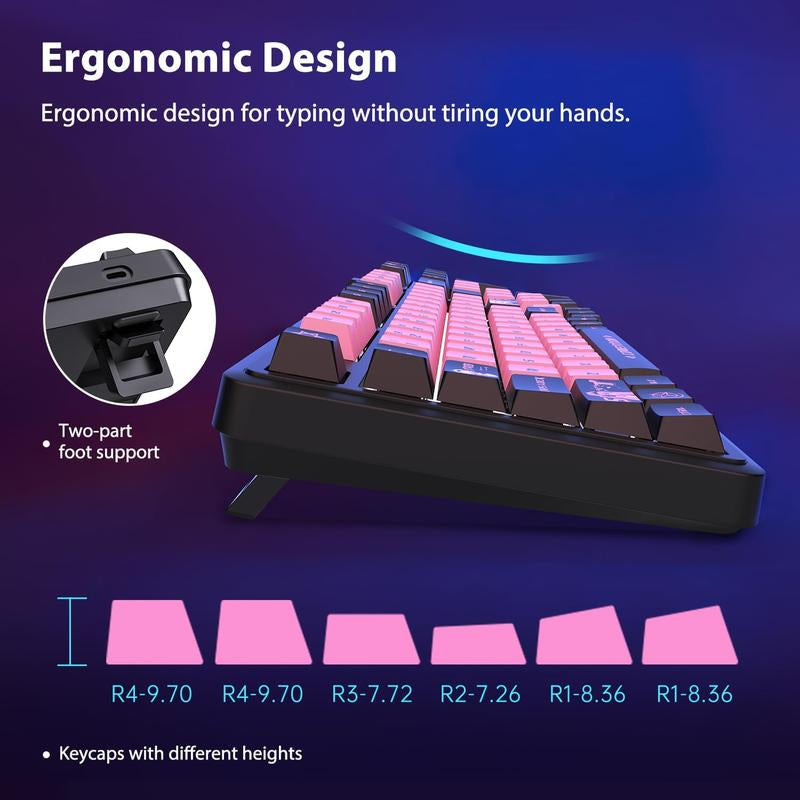 AUSDOM 98Pro Wireless Mechanical Keyboard, Tri-Mode Bluetooth/2.4Ghz/Usb-C Gasket Hot Swappable Custom Gaming Keyboard with Backlit, PBT Keycaps, Linear Switches, for Windows/Mac/Pc (Manga Girl Theme)
