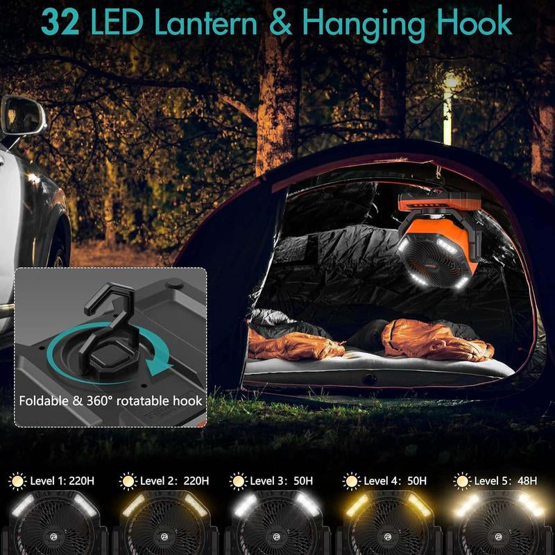 Saker Rechargeable Camping Fan - 40000Mah Battery Powered Tent Fan, Perfect for Gifts to Friends. Charging Blades Cable