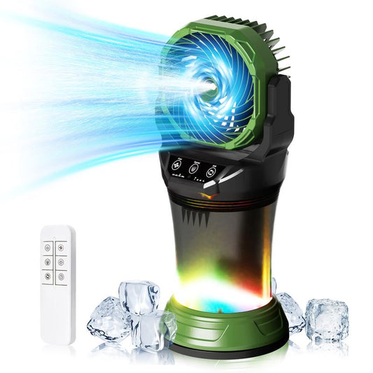 Daonlc Portable Misting Fan with Remote & 30000Mah Rechargeable Misting Fans for outside Patios Camping Beach & Workshops Mist Fan Portable for Outdoor/Indoor 2L Water Tank RGB Light 4 Speeds & Spray