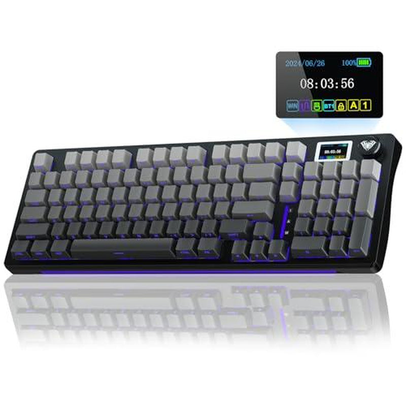 S98 Pro Wireless Mechanical with Screen & Knob 2.4Ghz/Usb-C/Bt5.0 Hot Swappable Pink Creamy Pre-Lubed Linear Switches Side Printed Pbt Keycaps Rgb Backlit Gaming Keyboards