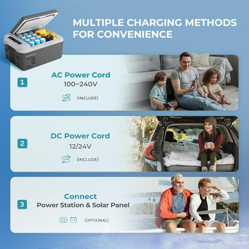 EUHOMY 12-Volt Refrigerator: a 11 Quart (10L) Compressor Electric Cooler with APP Control. This Car Fridge Supports Both 12/24V DC and 120-240V AC Power Supply, with a Cooling Range of -4℉ to 68℉. It'S a Portable Freezer Ideal for Rvs, Travel.