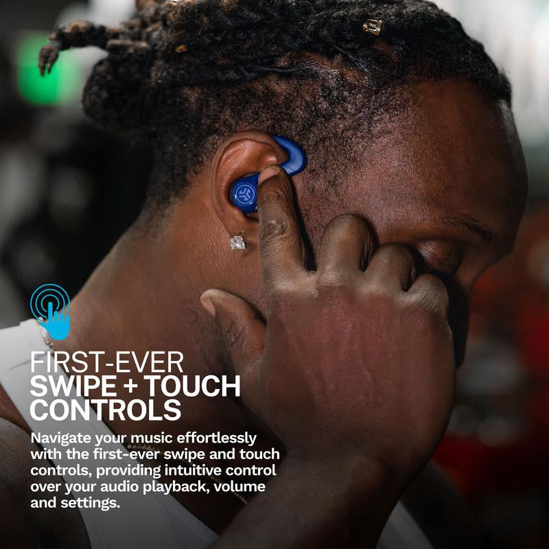 Jlab Jbuds Sport ANC 4 Wireless Earbuds, 60+ Hr Battery, Sweatproof, Earhook Fit, Hybrid Noise Canceling, Be Aware Mode, Bluetooth 5.2