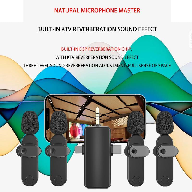 1-To-4 Portable Wireless Microphone Set, Rechargeable Wireless Microphone, Professional Wireless Microphone Set for Live Streaming & Podcasting