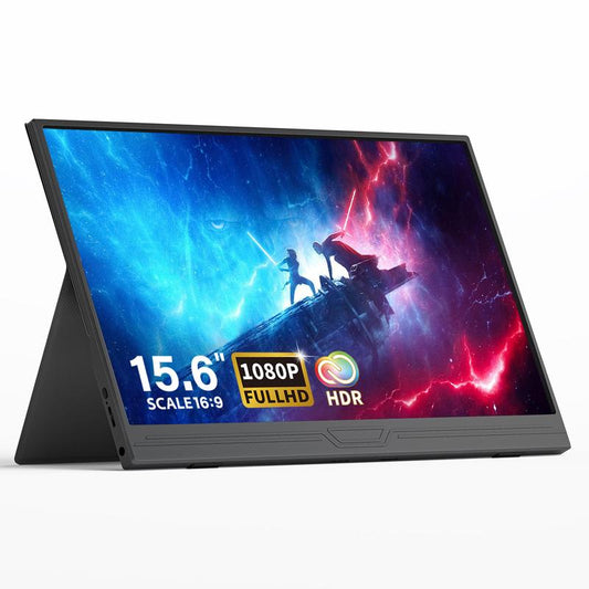 15.6'' 1080P Portable Monitor -Built-In Speakers, HDR, Ultra-Thin Bezels, Plug & Play, USB-C, Smart Case, Travel Display, Ips Screen