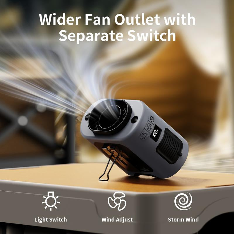 Socool 14500Mah Portable Waist Fan Clip on Belt 360 Rotation Wearable Rechargeable Personal Shirt Fan, 67H Cooling 5-Speed Battery Operated Fans with Light, Neck Fan Hanging for Outdoor Camping Travel