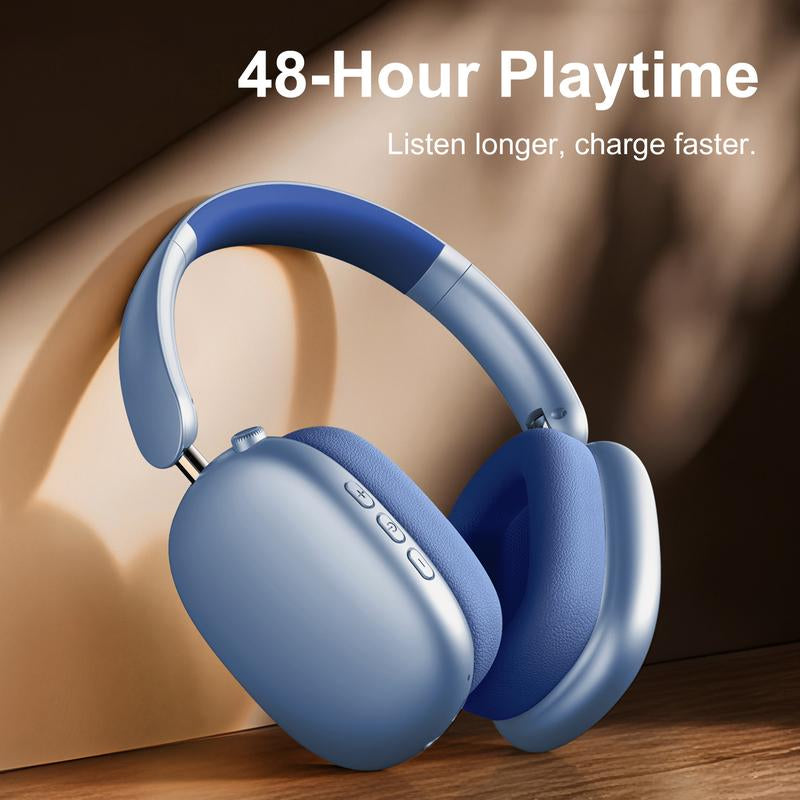 Y01 Over-Ear Bluetooth 5.3 Headphones, 48H Playtime, Noise Reduction, Hi-Res Sound, Foldable Design, with Mic for Ios/Android/Pc