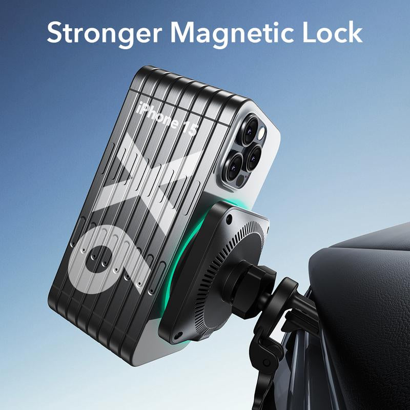 ESR for Qi2 15W Magsafe Car Mount Charger with Cryoboost, Phone Cooling Magsafe Car Charger, Air Vent/Dashboard Wireless Charging for Iphone 17/16/15/14/13/12, S25 Series, Pixel 10, Fast Charger