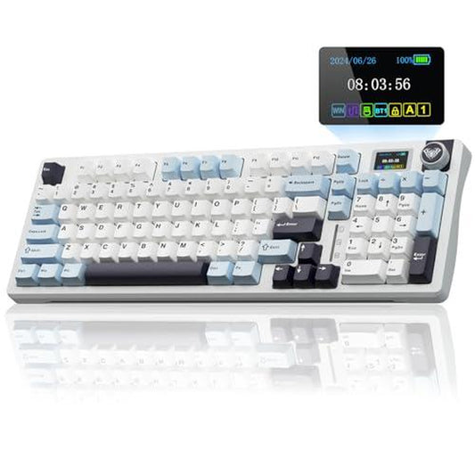 S98 Pro Wireless Mechanical with Screen & Knob 2.4Ghz/Usb-C/Bt5.0 Hot Swappable Pink Creamy Pre-Lubed Linear Switches Side Printed Pbt Keycaps Rgb Backlit Gaming Keyboards