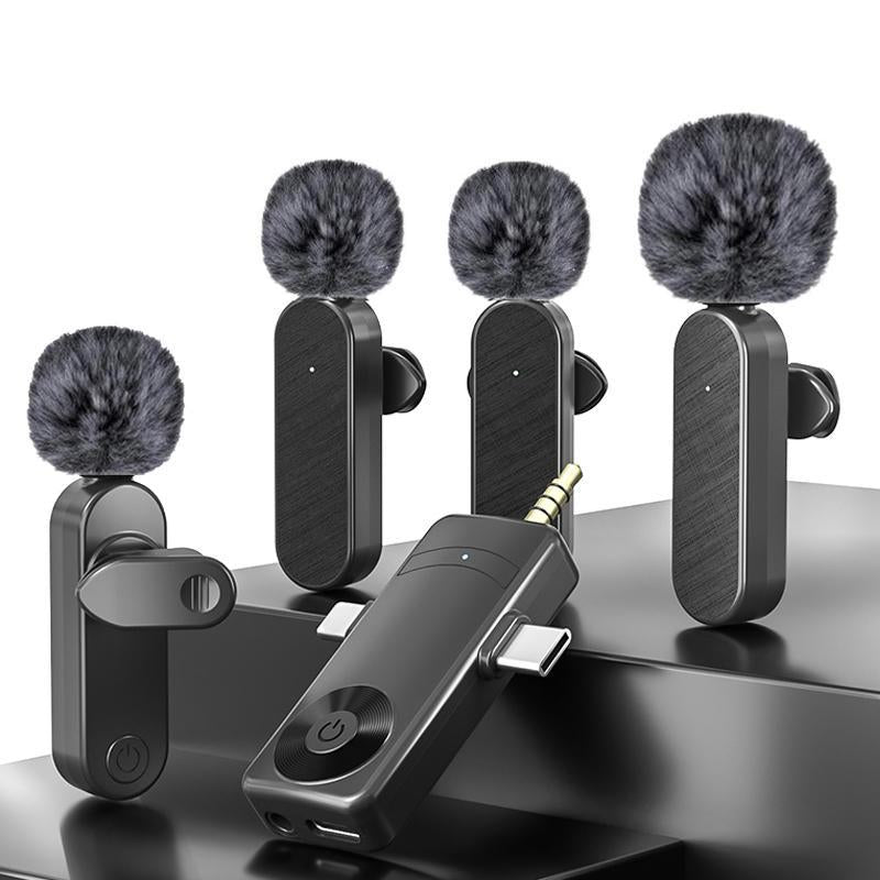 1-To-4 Portable Wireless Microphone Set, Rechargeable Wireless Microphone, Professional Wireless Microphone Set for Live Streaming & Podcasting