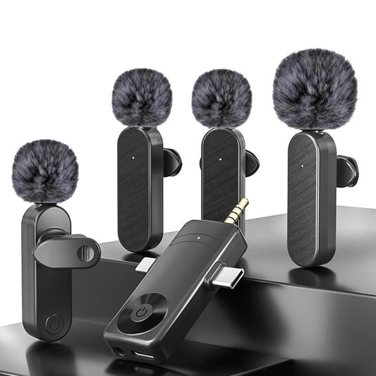 1-To-4 Portable Wireless Microphone Set, Rechargeable Wireless Microphone, Professional Wireless Microphone Set for Live Streaming & Podcasting