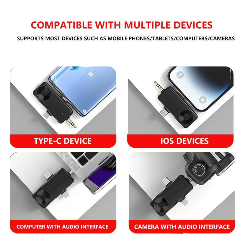 1-To-4 Portable Wireless Microphone Set, Rechargeable Wireless Microphone, Professional Wireless Microphone Set for Live Streaming & Podcasting
