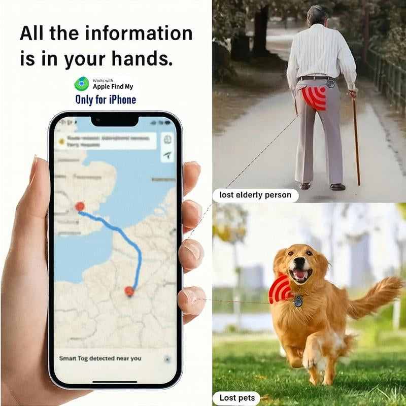 [Fall Deals] Tukio GPS Tracker for Cars & Pets - Mini Clear Design, Weatherproof Case, Anti-Lost Device, Works with Apple Find My (Ios Only), No Monthly Fees, IP67 Waterproof, Replaceable Battery
