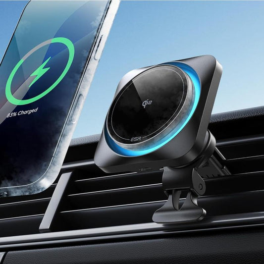 ESR for Qi2 15W Magsafe Car Mount Charger with Cryoboost, Phone Cooling Magsafe Car Charger, Air Vent/Dashboard Wireless Charging for Iphone 17/16/15/14/13/12, S25 Series, Pixel 10, Fast Charger