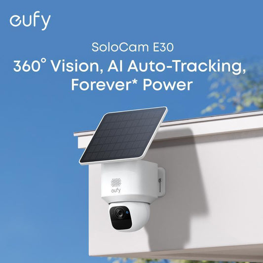 Eufy Security Eufy Solocam E30, Solar Powered, 360° Pan, AI Tracking, 2K Clarity, Security Cameras Wireless Outdoor, Camera, Outdoor Camera, Homebase S380 Compatible, No Monthly Fee