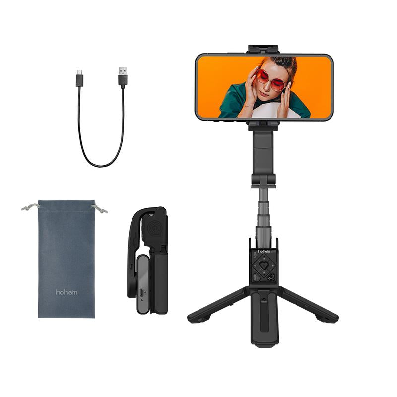 Hohem Isteady Q Selfie Stick Gimbal Stabilizer, 2 Axis Face Tracking & 360° Rotation Tripod with Wireless Remote, 4 in 1 Portable Tripod W/Extendable Stick