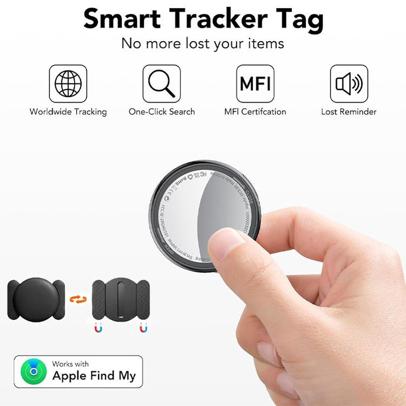 [Fall Deals] Tukio GPS Tracker for Cars & Pets - Mini Clear Design, Weatherproof Case, Anti-Lost Device, Works with Apple Find My (Ios Only), No Monthly Fees, IP67 Waterproof, Replaceable Battery